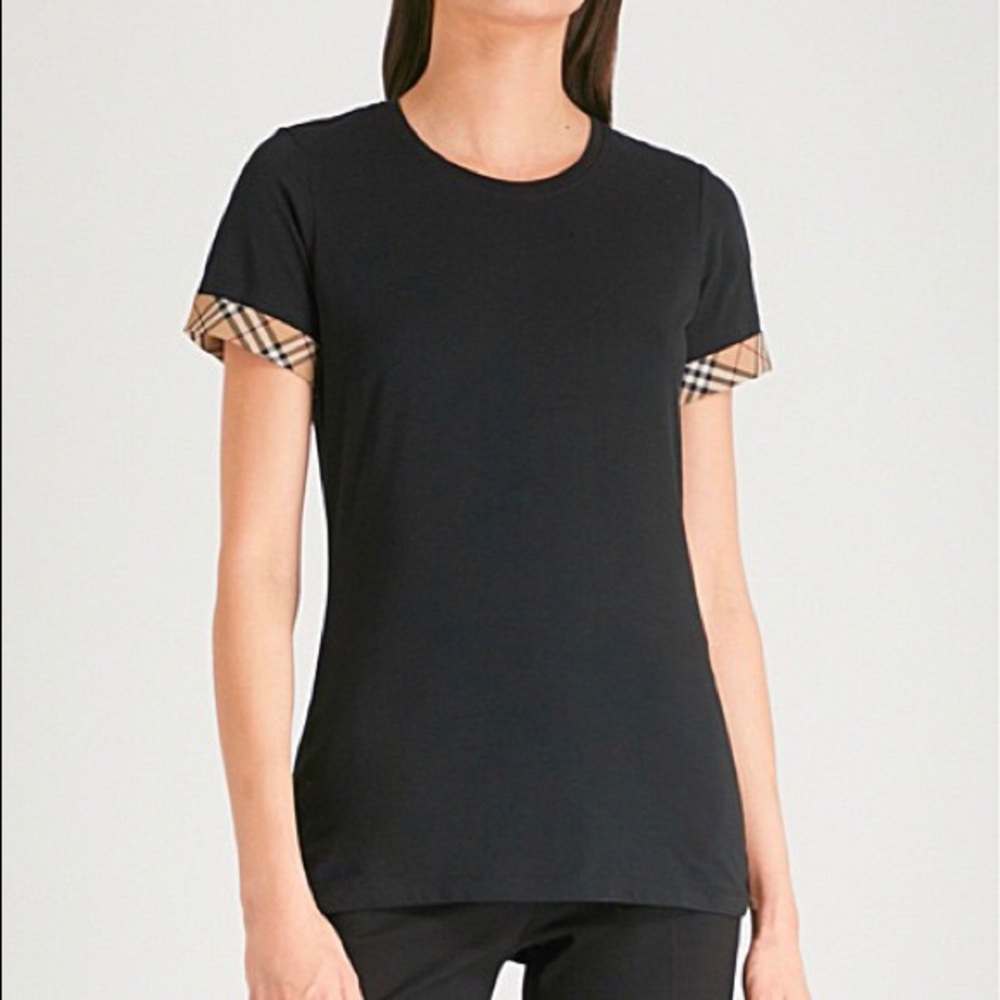 Burberry Black Cotton T-Shirt Kabini Check